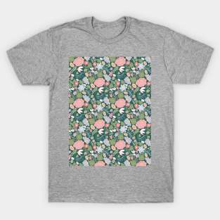 Folksy Floral Small Scale Pattern T-Shirt